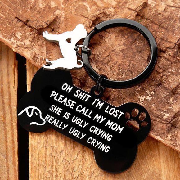 Im Lost dog charm Lettering Bone Dog Shape Keychain - Picture 1 of 6